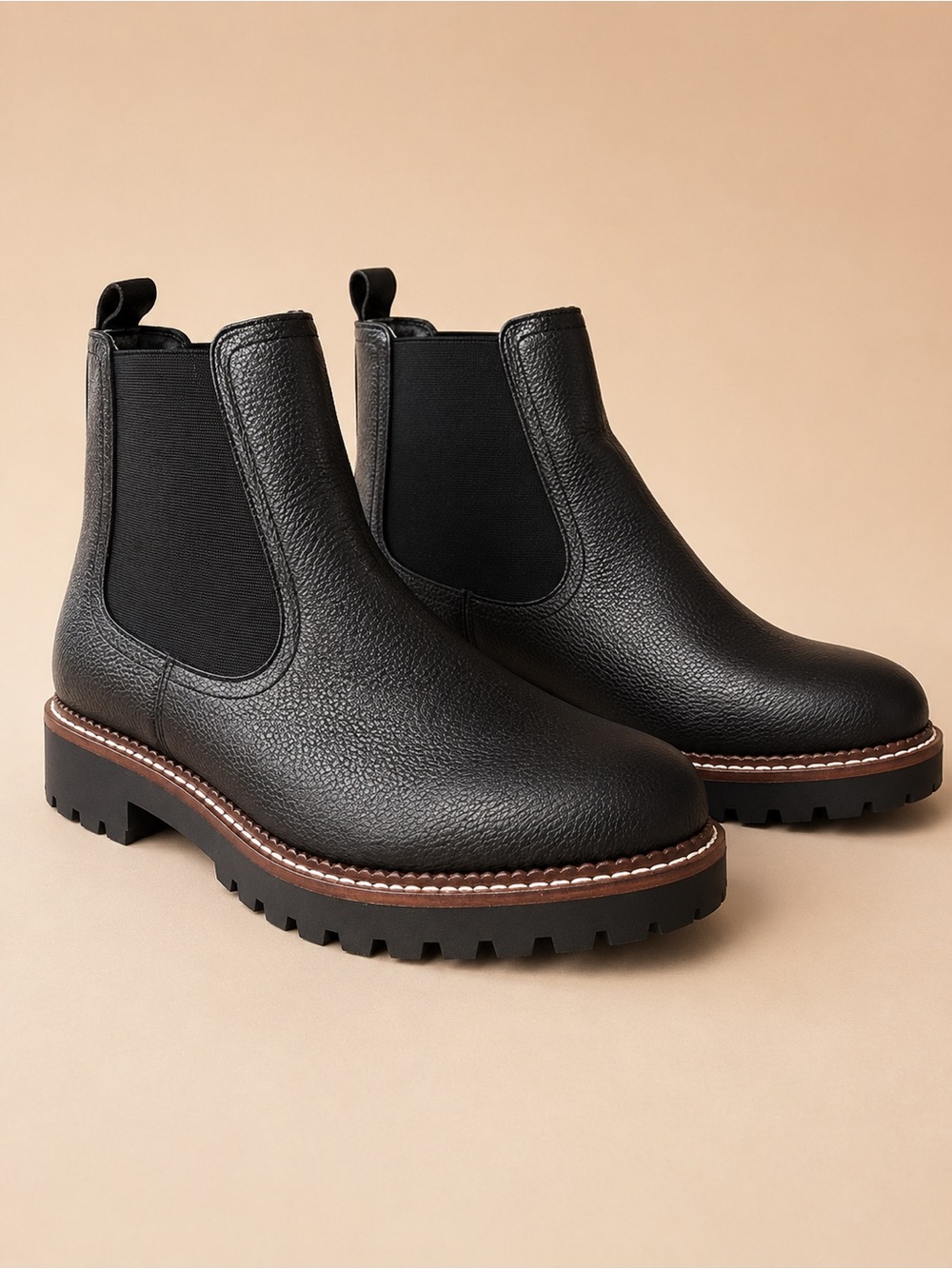 Casalon Water Resistant Black Leather Chelsea Work Boots